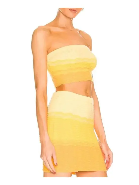 Revolve x Camila Coelho Avalon Knit Mini Skirt in Yellow Ombre Sz S - Picture 2 of 5